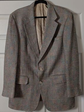 Men's Gray Tweed Blazer - Classic Two-Button Sport Coat Size 39R